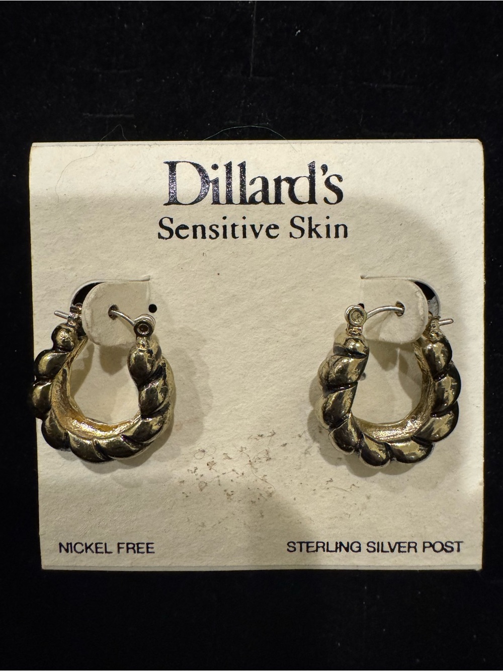 Dillard’s Sensitive Skin Twisted Hoop Earrings Sterling Silver Posts Nickel Free